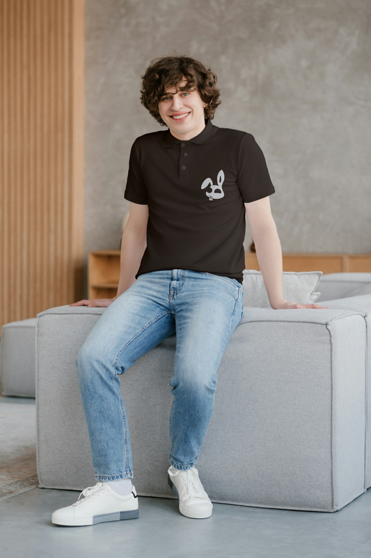 Coffee Brown Polo with Rabbit Embroidery – Classic & Stylish