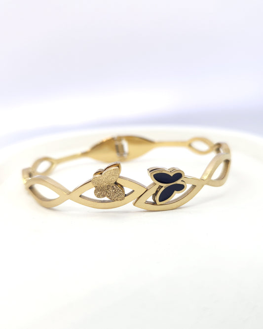 The Butterfly Duet Bangle | 18k Gold Plated Yin & Yang Design