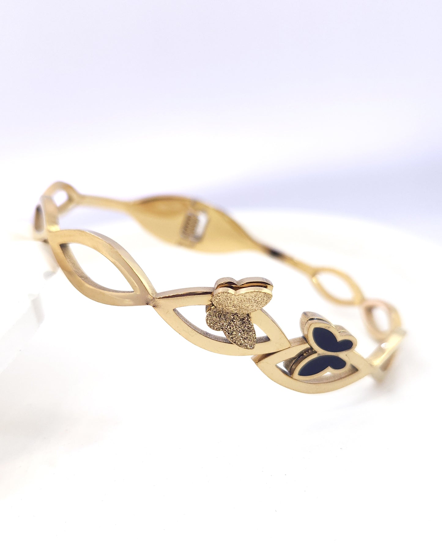 The Butterfly Duet Bangle | 18k Gold Plated Yin & Yang Design