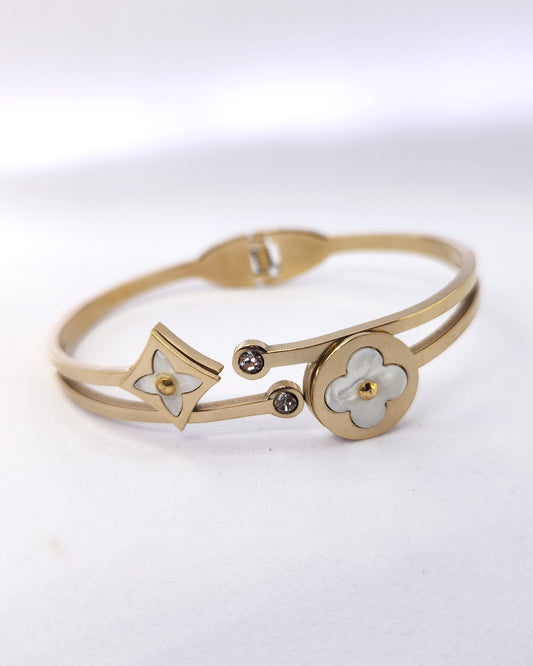 The Celestial Garden Cuff | Mother of Pearl & Crystal Cuff