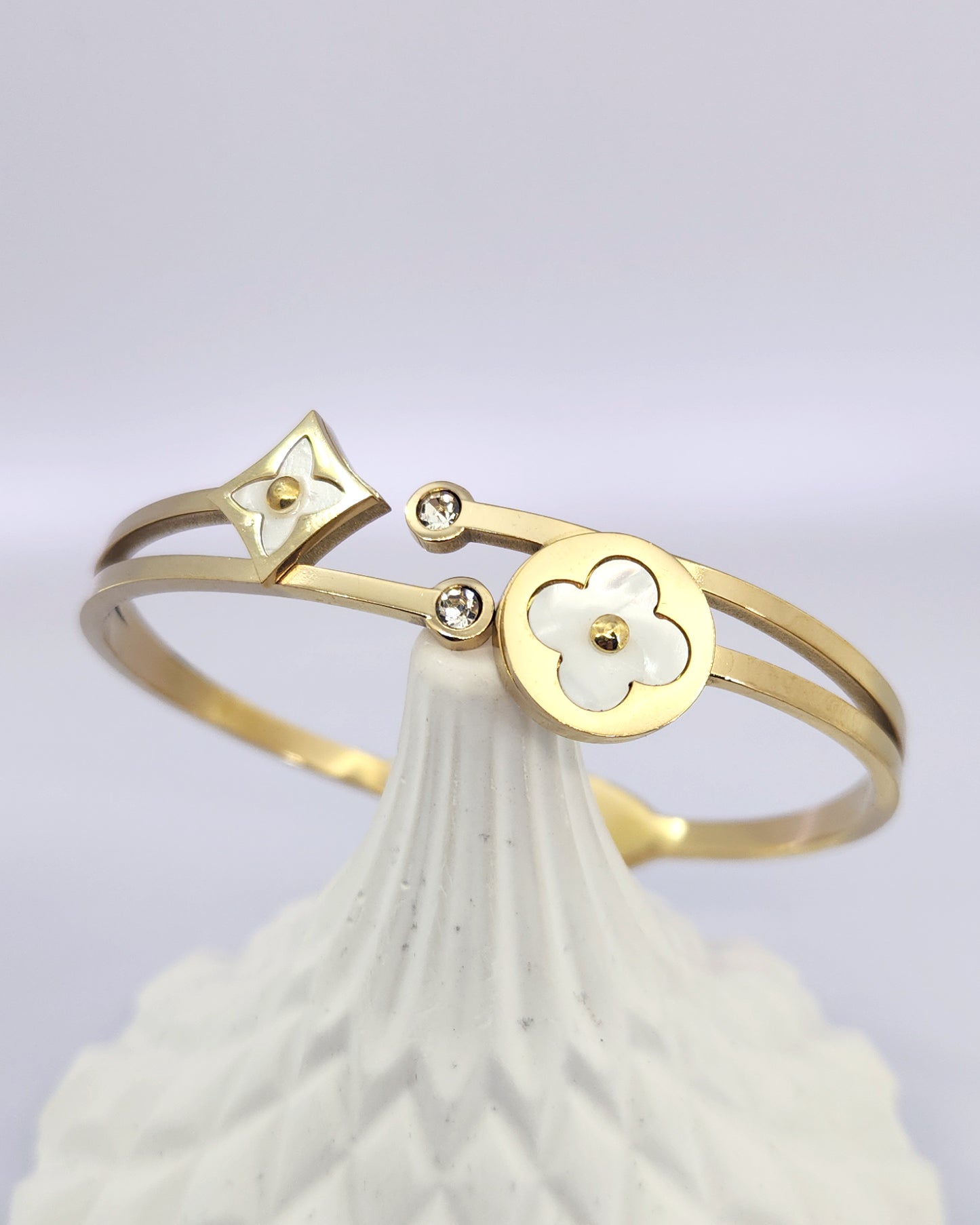 The Celestial Garden Cuff | Mother of Pearl & Crystal Cuff