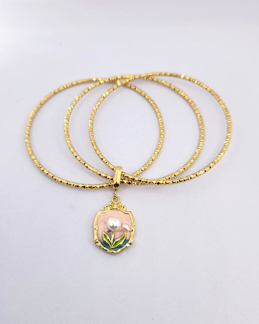 The Rosé Charm Bangles | Textured Bangle Trio