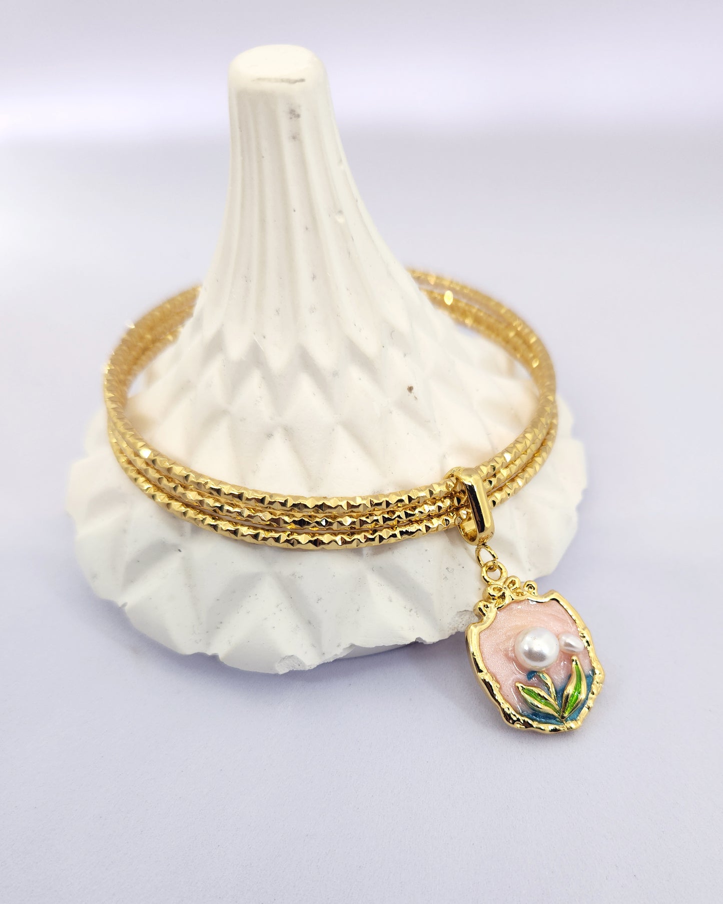 The Rosé Charm Bangles | Textured Bangle Trio