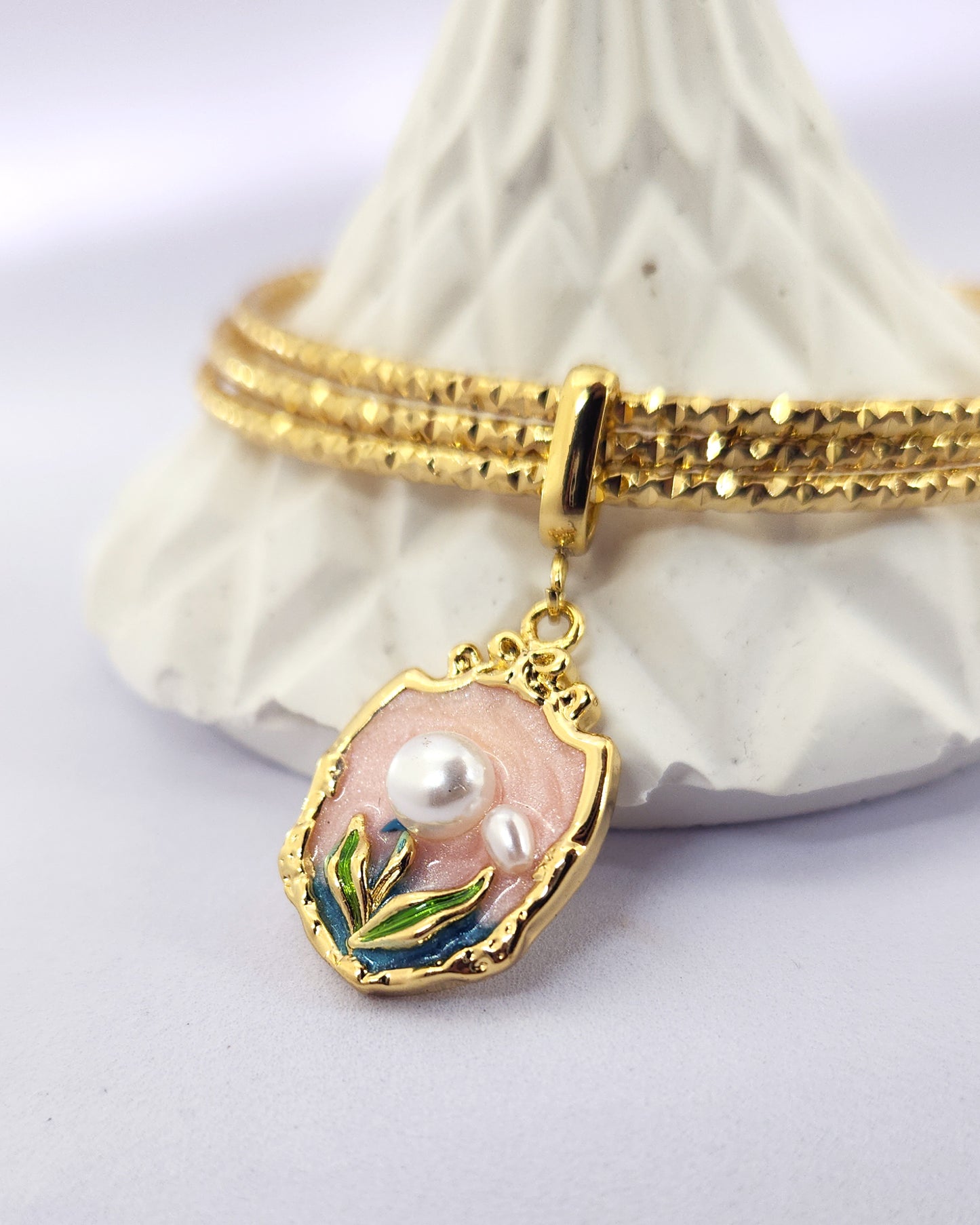 The Rosé Charm Bangles | Textured Bangle Trio