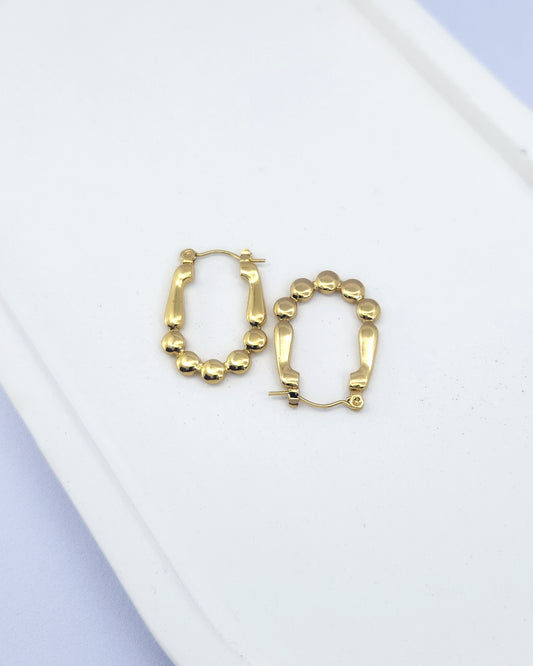 Gold Plated Beaded Hoop Earrings
