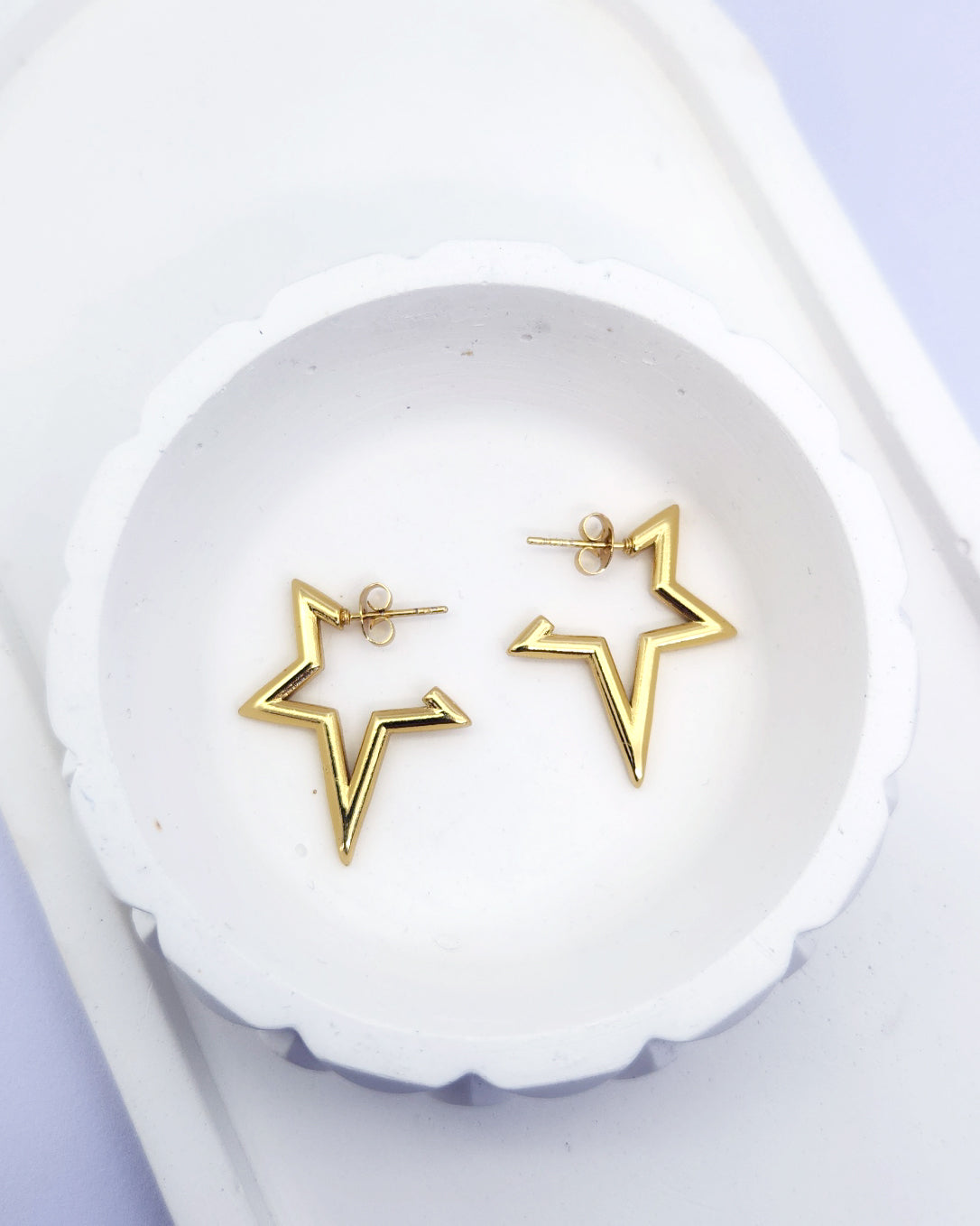 Gold Star Outline Hoops
