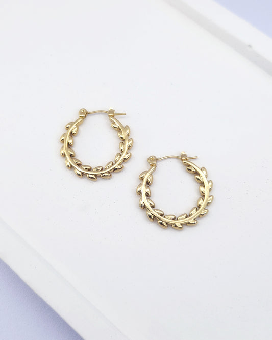 Golden Vine Hoops | Leaf Laurel Wreath Earrings