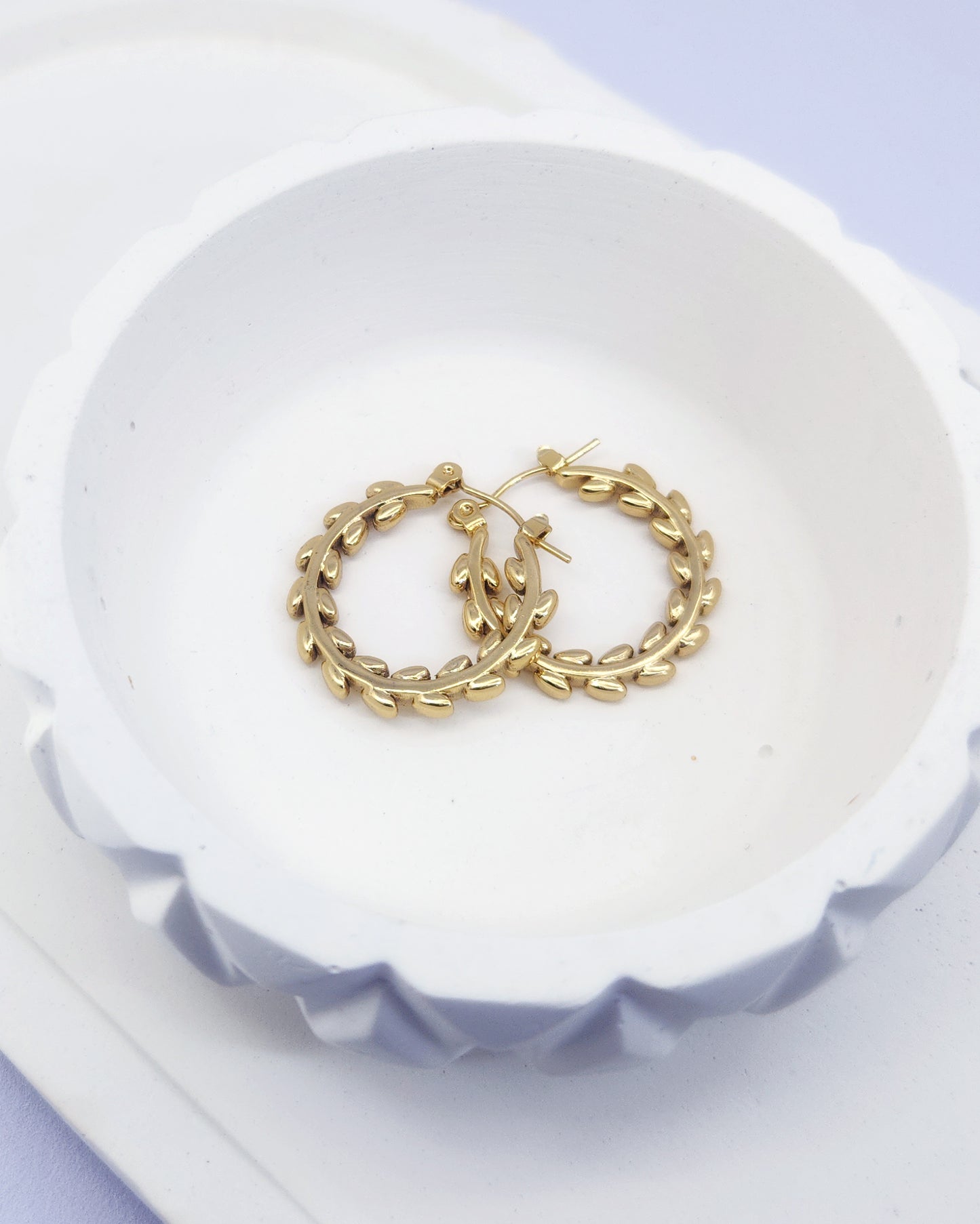 Golden Vine Hoops | Leaf Laurel Wreath Earrings