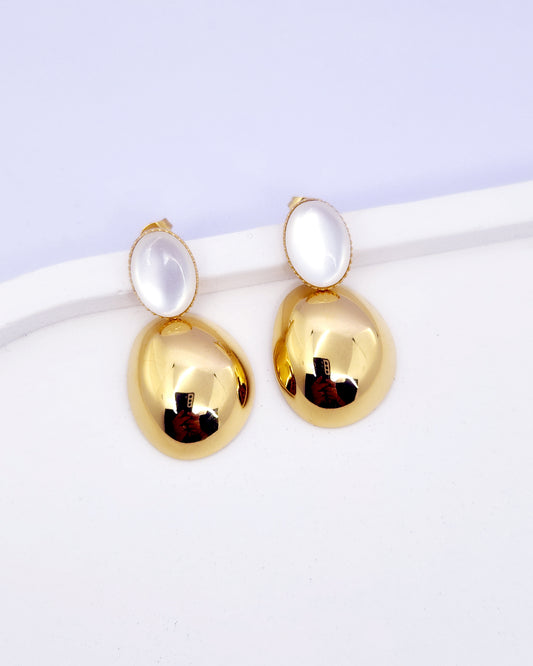 Luminous Pebble Drops - 18k Gold Plated Earrings