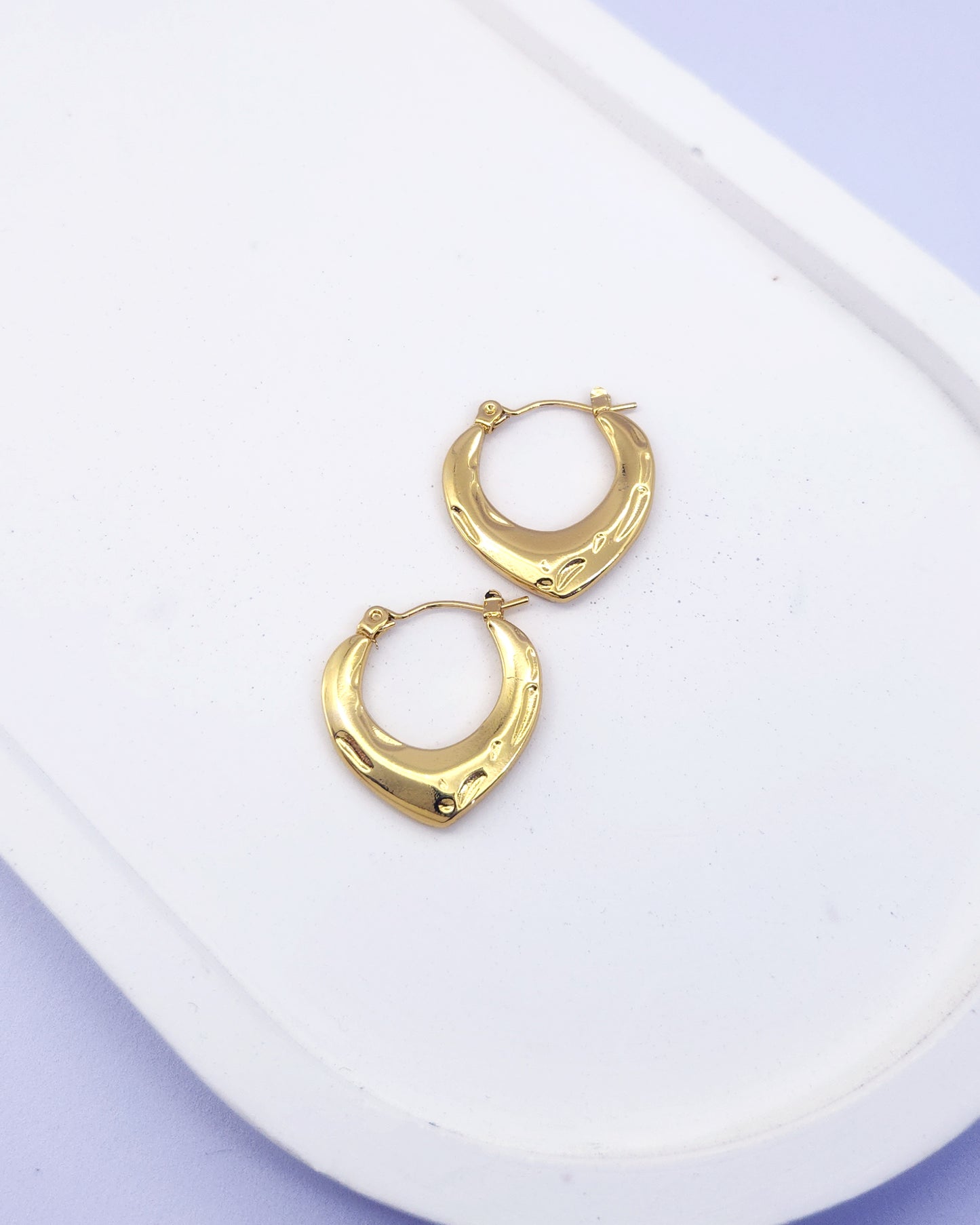 Molten Heart Hoops | Chunky Gold V-Shaped Hoops