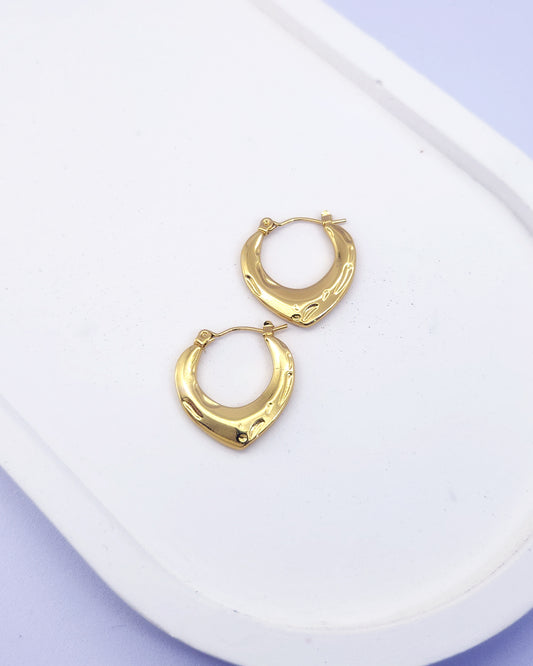 Molten Heart Hoops | Chunky Gold V-Shaped Hoops