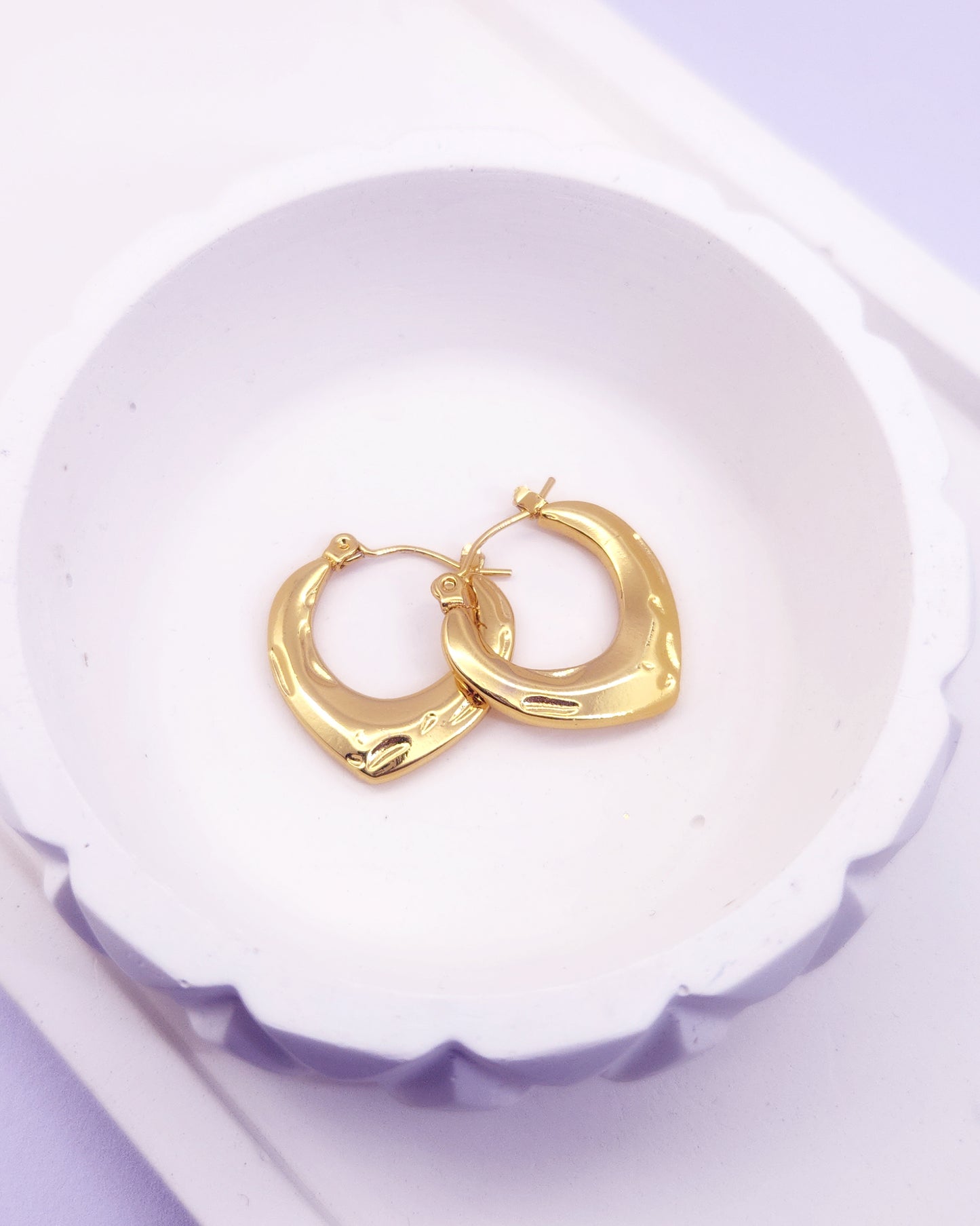 Molten Heart Hoops | Chunky Gold V-Shaped Hoops