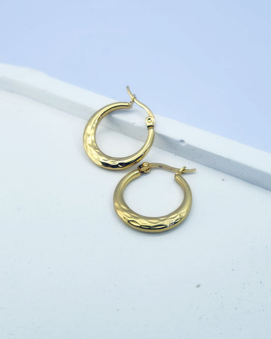 Textured Gold Hoop Earrings