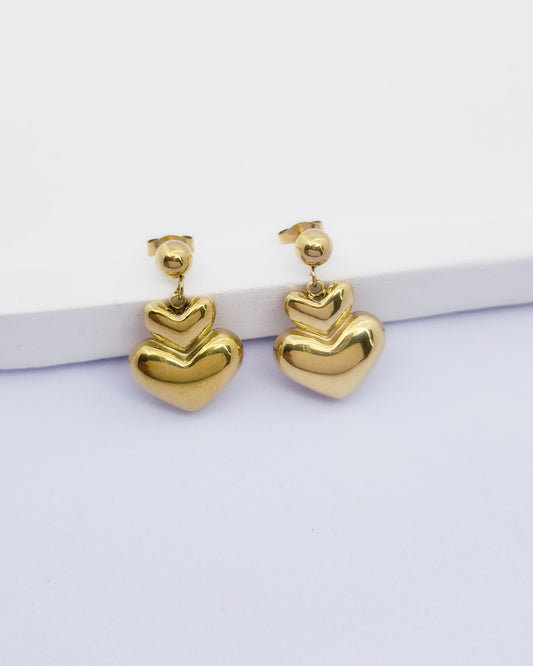 The Amore Drops - Double Heart Earrings