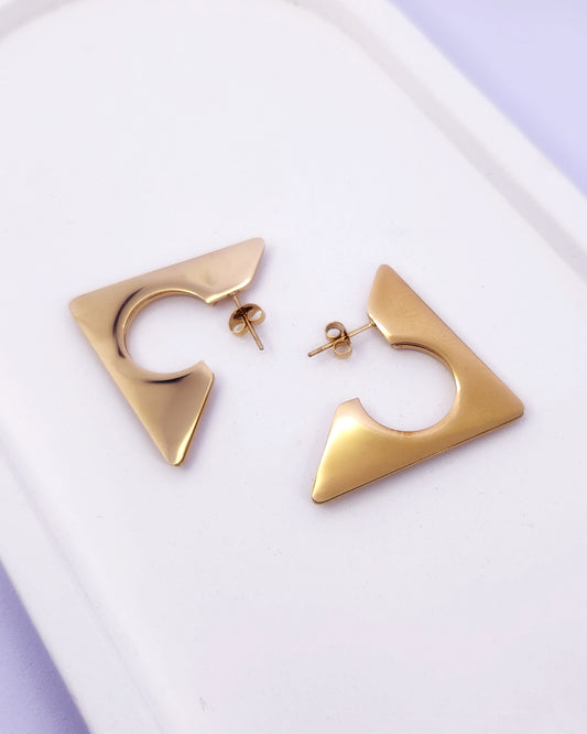 The Delta Hoops - Modern 18k Gold Plated Triangle Hoops