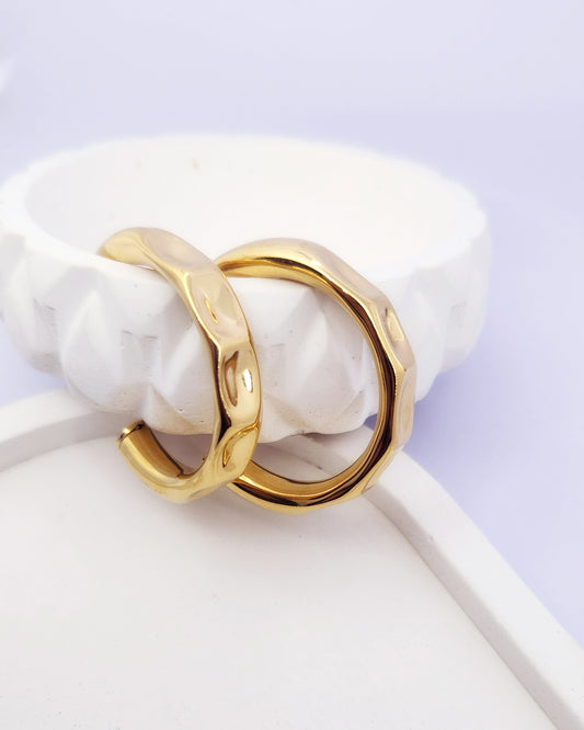 The Prism Hoops - Modern Textured Gold Hoops