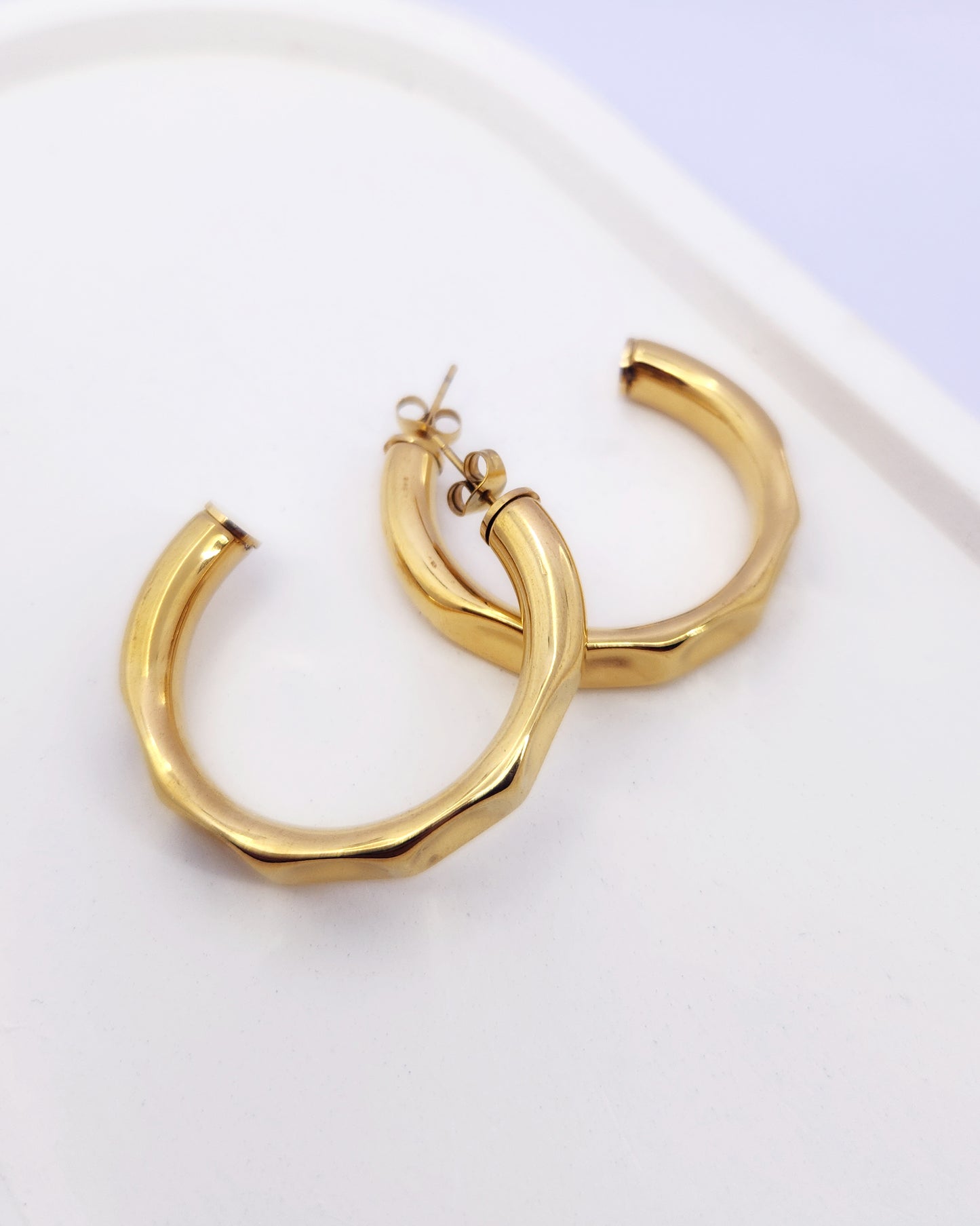 The Prism Hoops - Modern Textured Gold Hoops