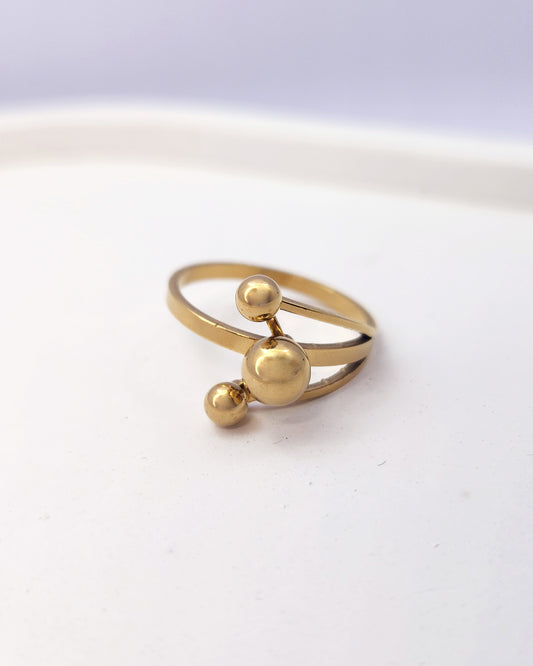 Abstract Sphere Trio Ring - 18k Gold Plated