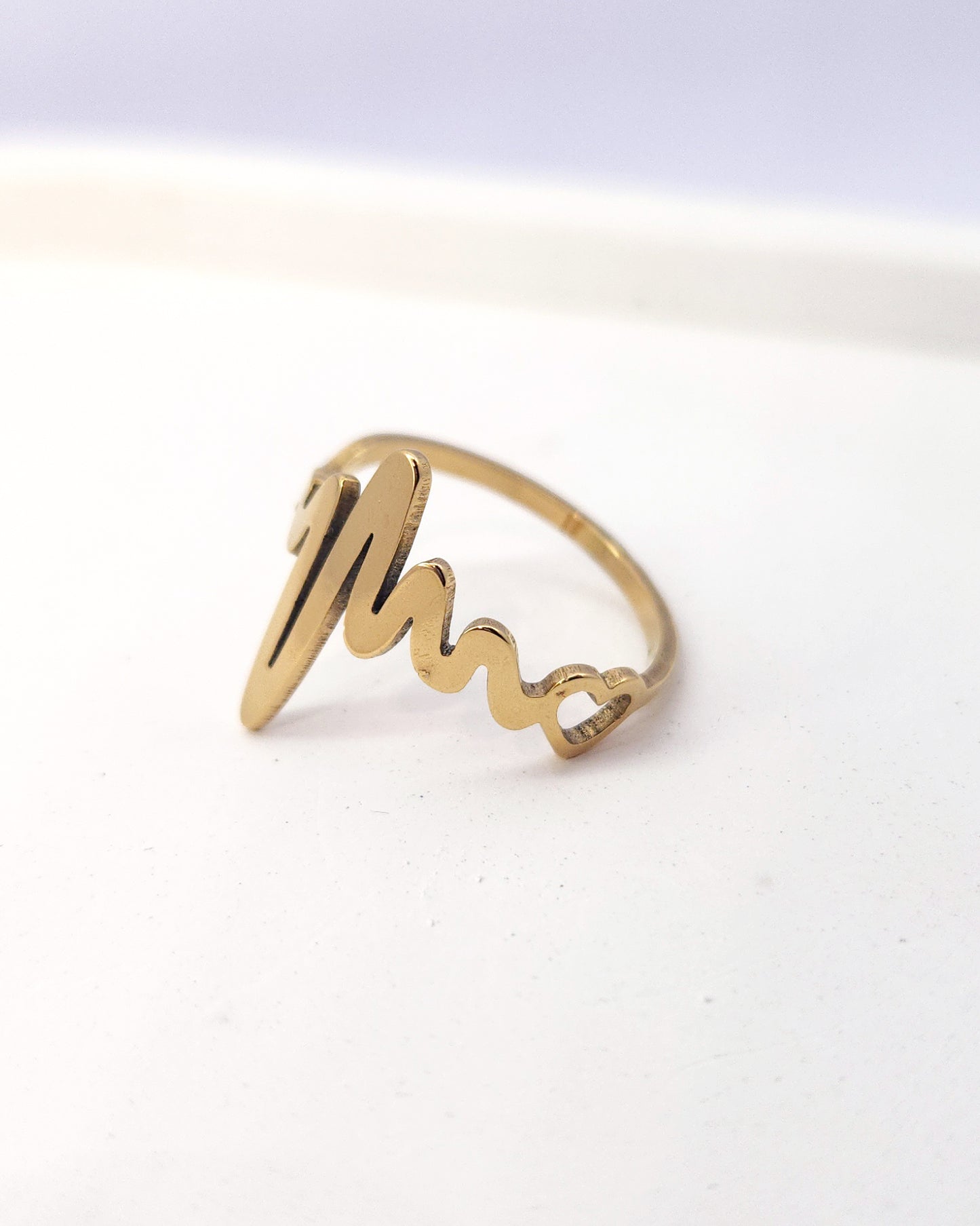Delicate Heartbeat Rhythm Ring - 18k Gold Plated