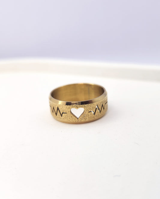 Golden Heartbeat Cutout Band - 18k Gold Plated