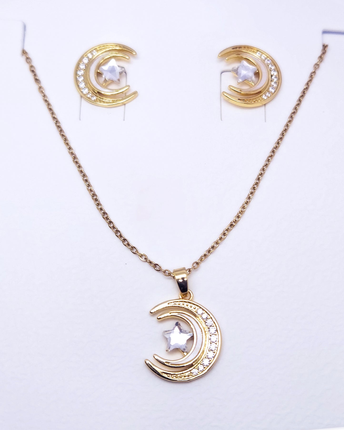 The Celestial Embrace Jewelry Set | 18k Gold Plated Moon & Star