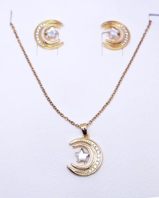 The Celestial Embrace Jewelry Set | 18k Gold Plated Moon & Star