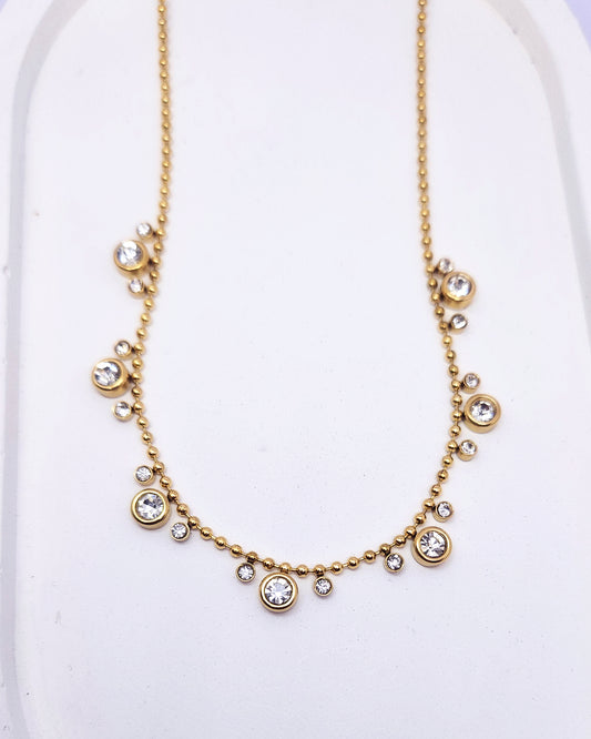 The Dewdrop Garland Necklace | Crystal & Gold Station Necklace