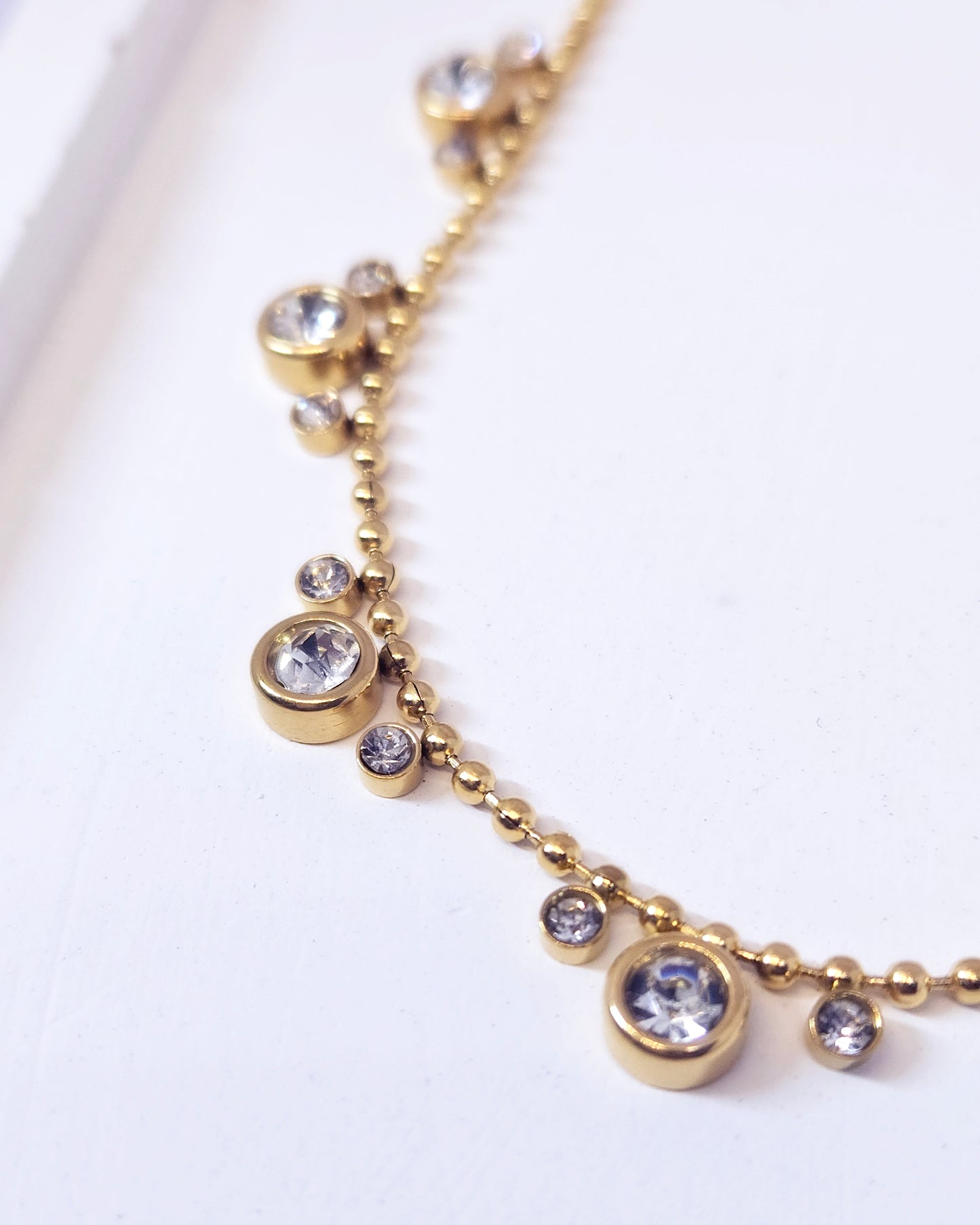 The Dewdrop Garland Necklace | Crystal & Gold Station Necklace