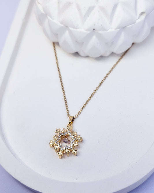 The Dancing Snowflake Pendant - 18k Gold Plated Necklace