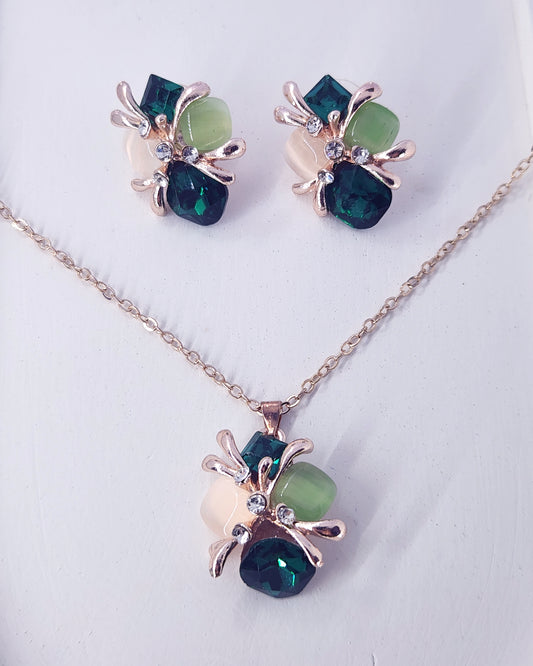 The Emerald Garden Set | 18k Gold Plated Gemstone Cluster