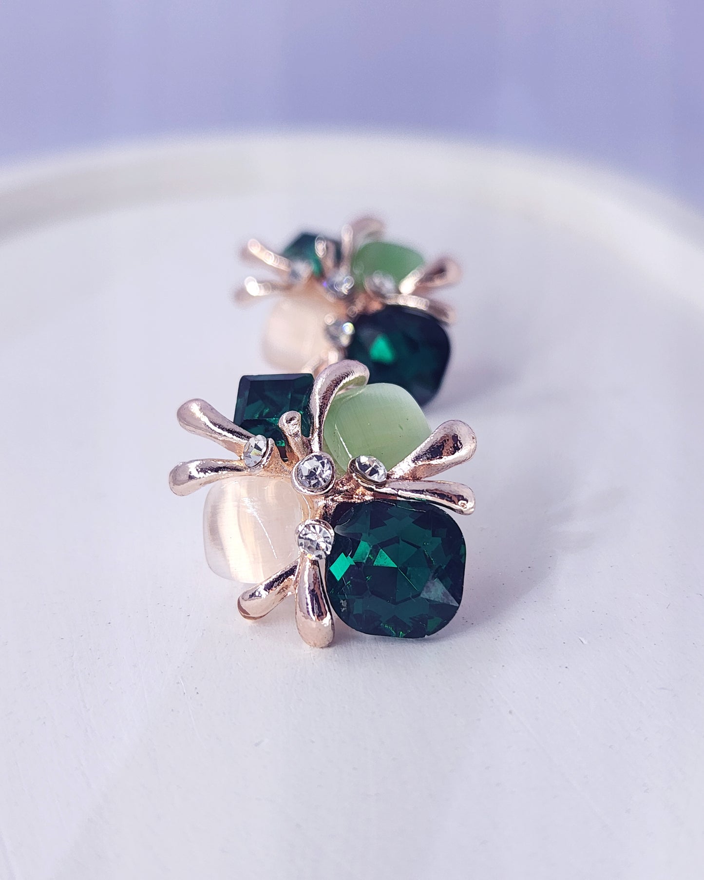The Emerald Garden Set | 18k Gold Plated Gemstone Cluster