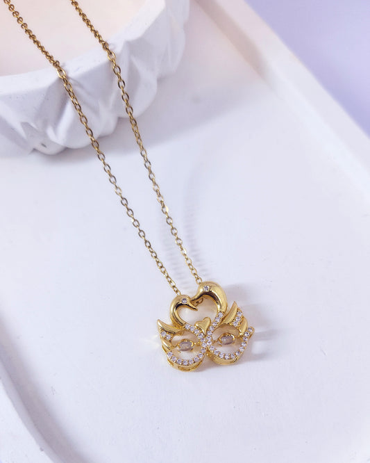 The Floating Sparkle Swan Pendant – 18k Gold Plated Necklace