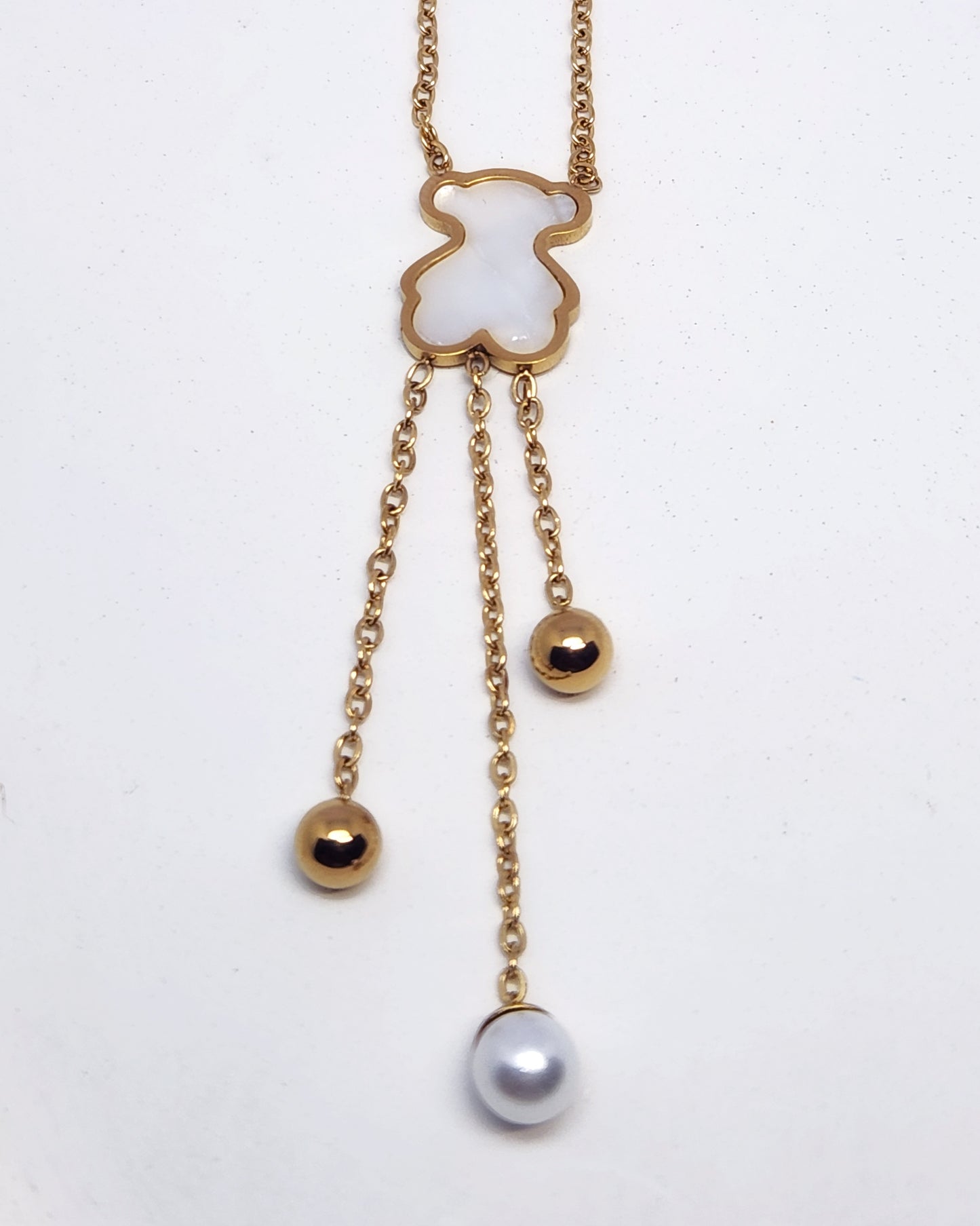 The Pearlescent Bear Lariat | Modern Y-Necklace