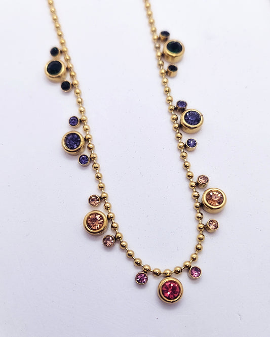 The Rainbow Cascade Necklace | Multi-Color Crystal Station Necklace