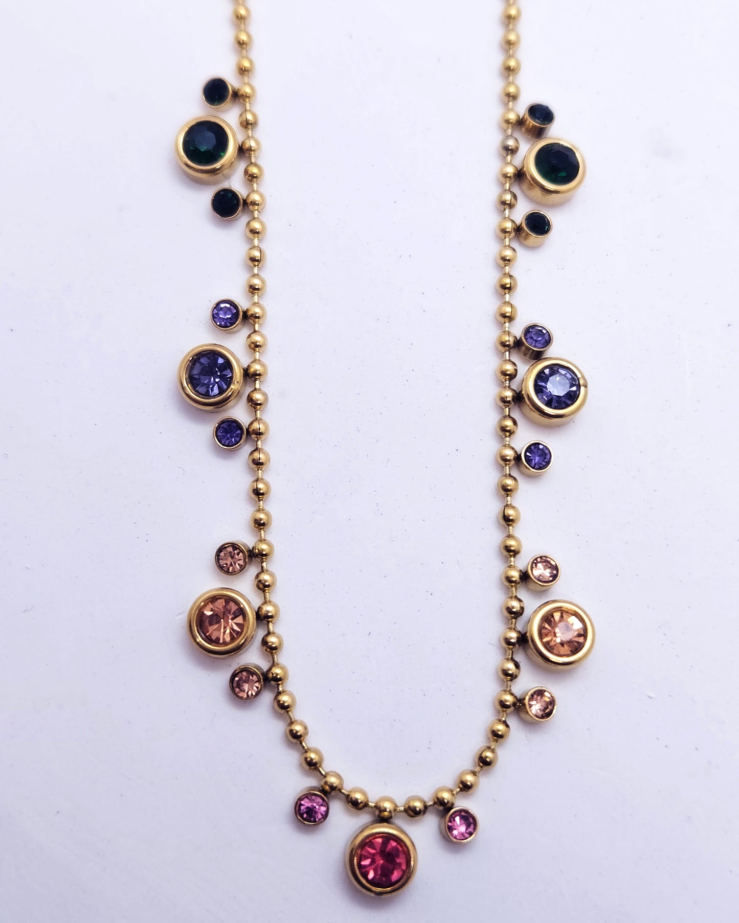 The Rainbow Cascade Necklace | Multi-Color Crystal Station Necklace