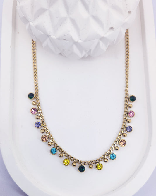 The Rainbow Fringe Necklace | 18k Gold Plated Multi-Color Crystal
