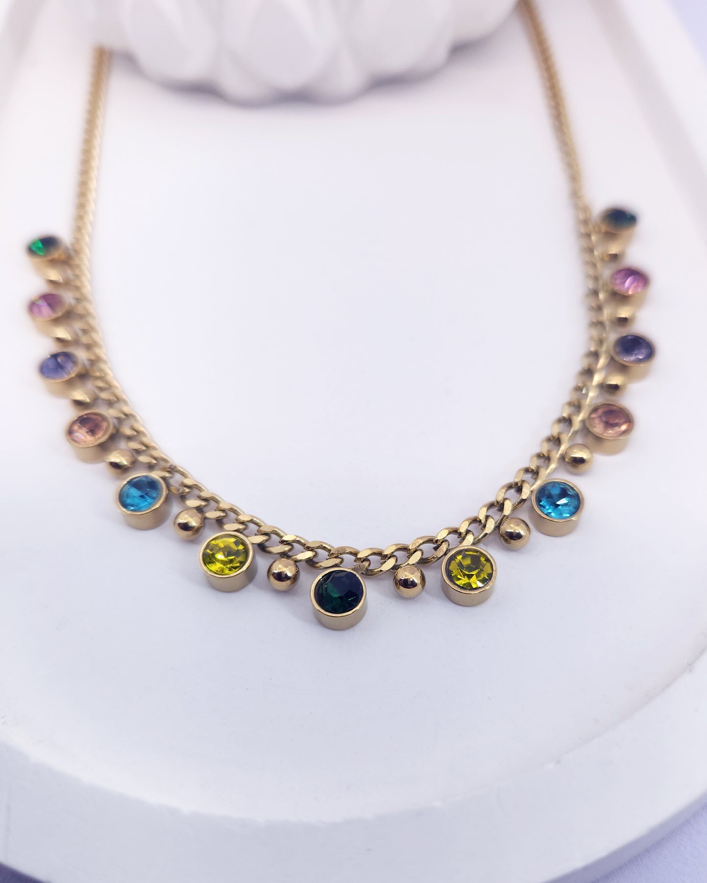 The Rainbow Fringe Necklace | 18k Gold Plated Multi-Color Crystal
