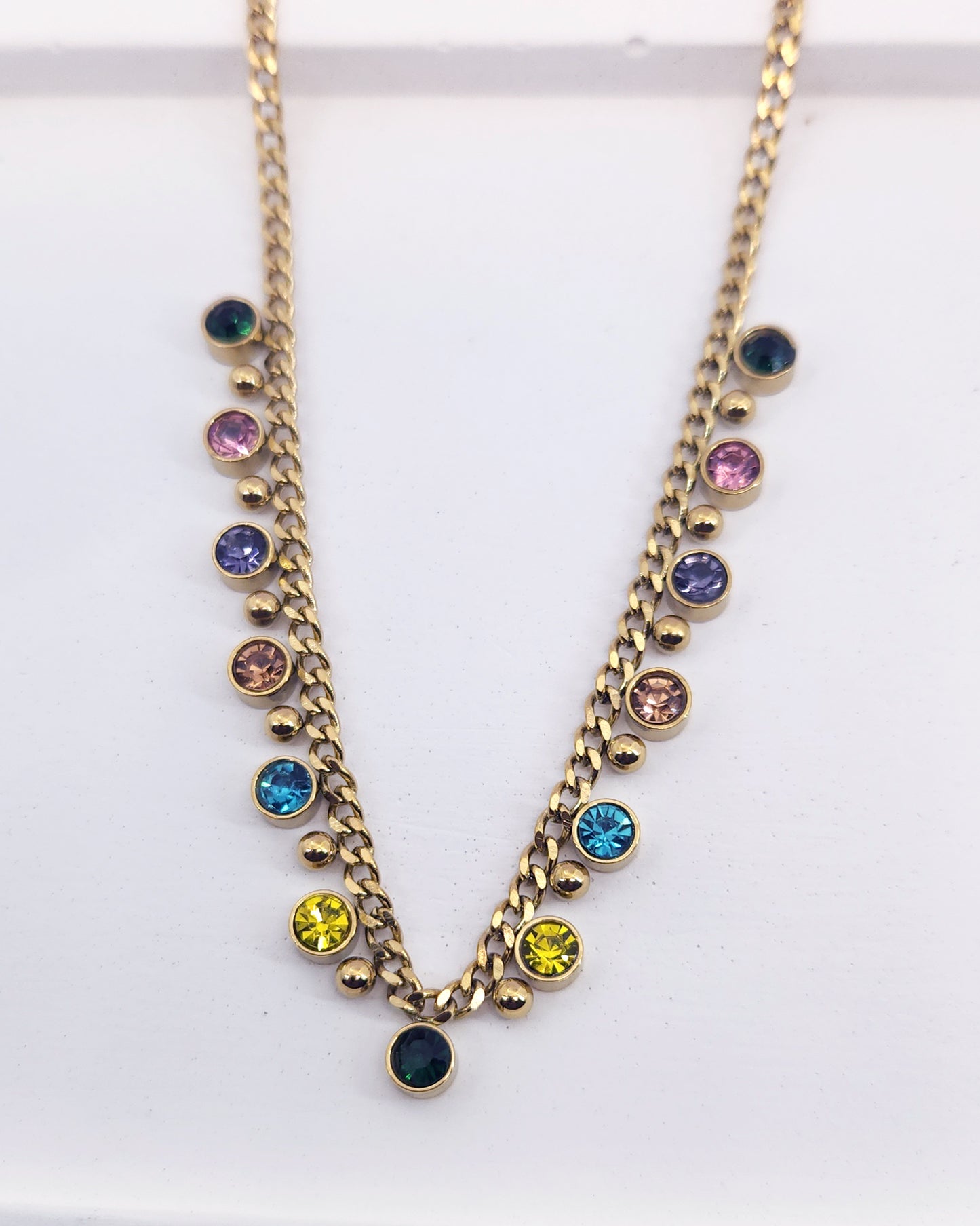 The Rainbow Fringe Necklace | 18k Gold Plated Multi-Color Crystal