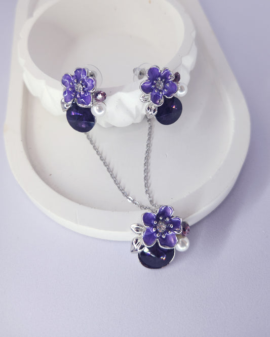 The Regal Violet Jewelry Set | Crystal, Pearl & Enamel