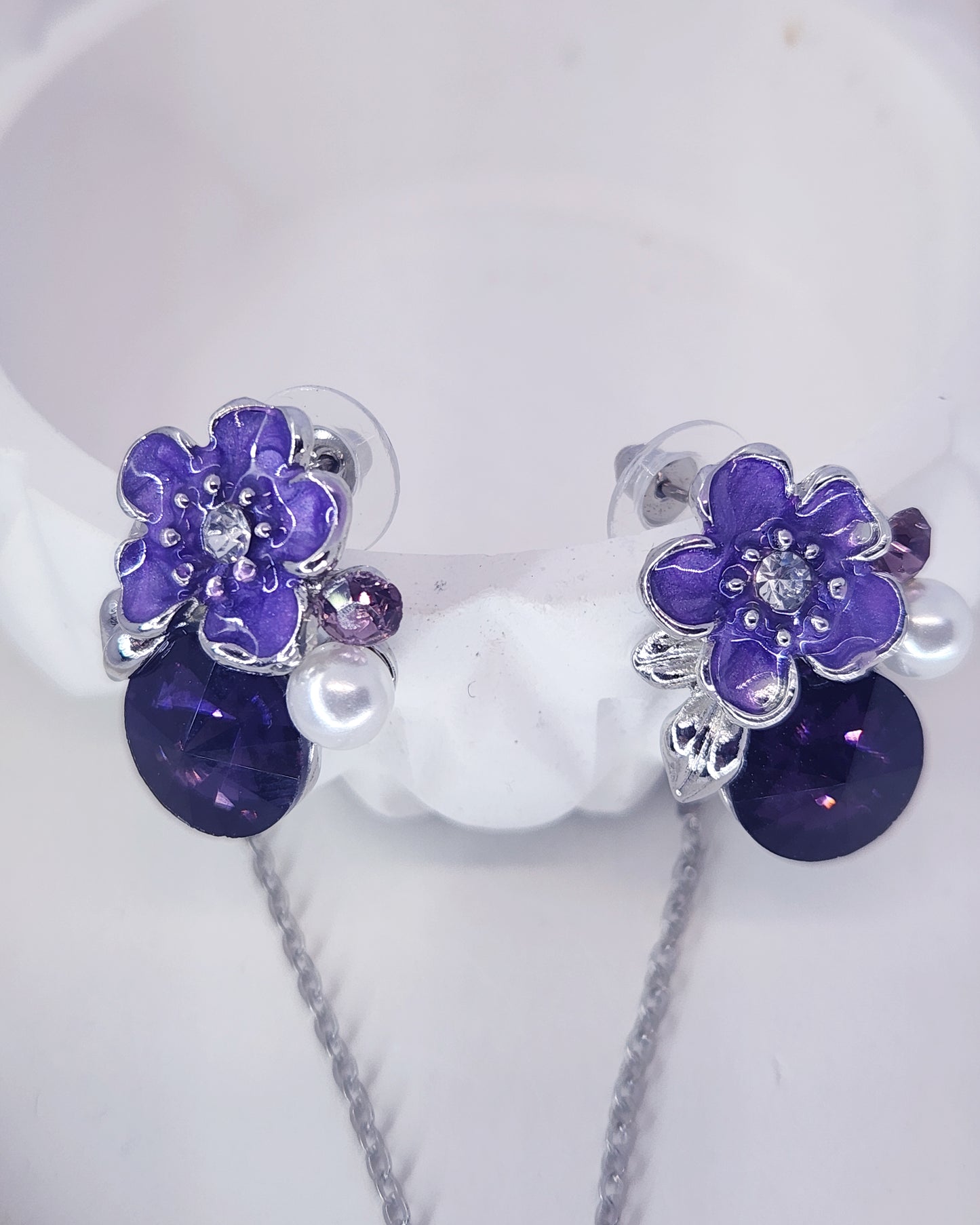 The Regal Violet Jewelry Set | Crystal, Pearl & Enamel