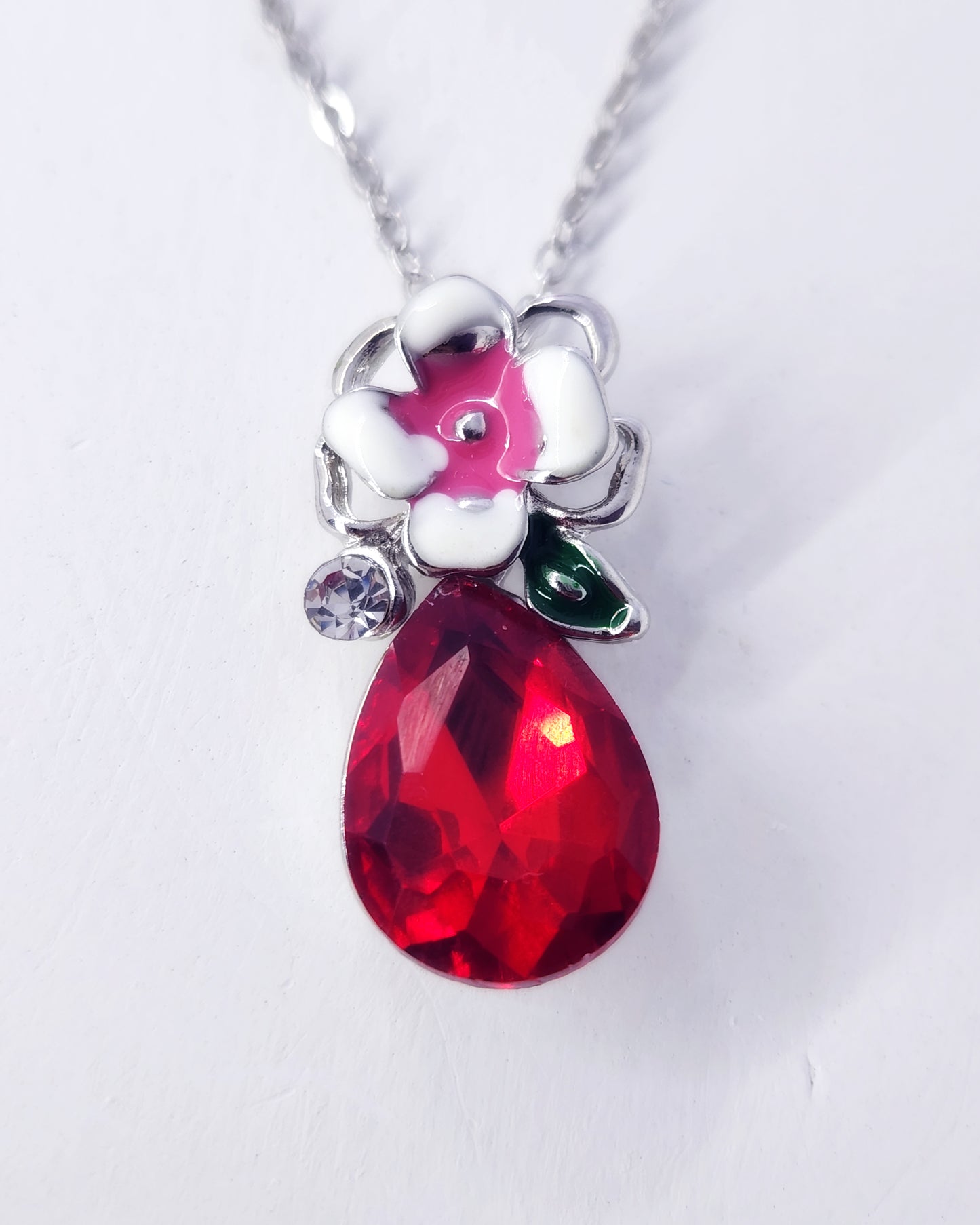 The Scarlet Bloom Jewelry Set | Red Crystal & Enamel Flower