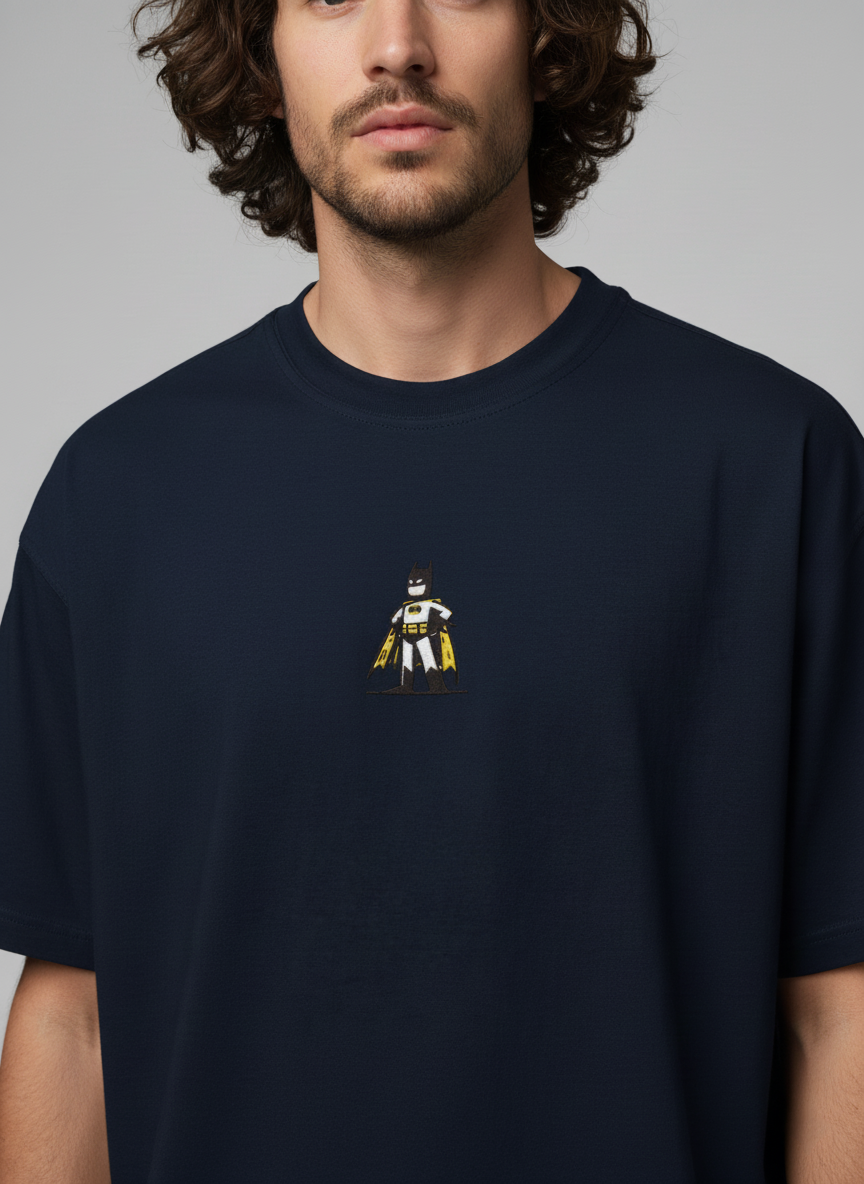 Batman French Terry Knit T-Shirt with Embroidered Design