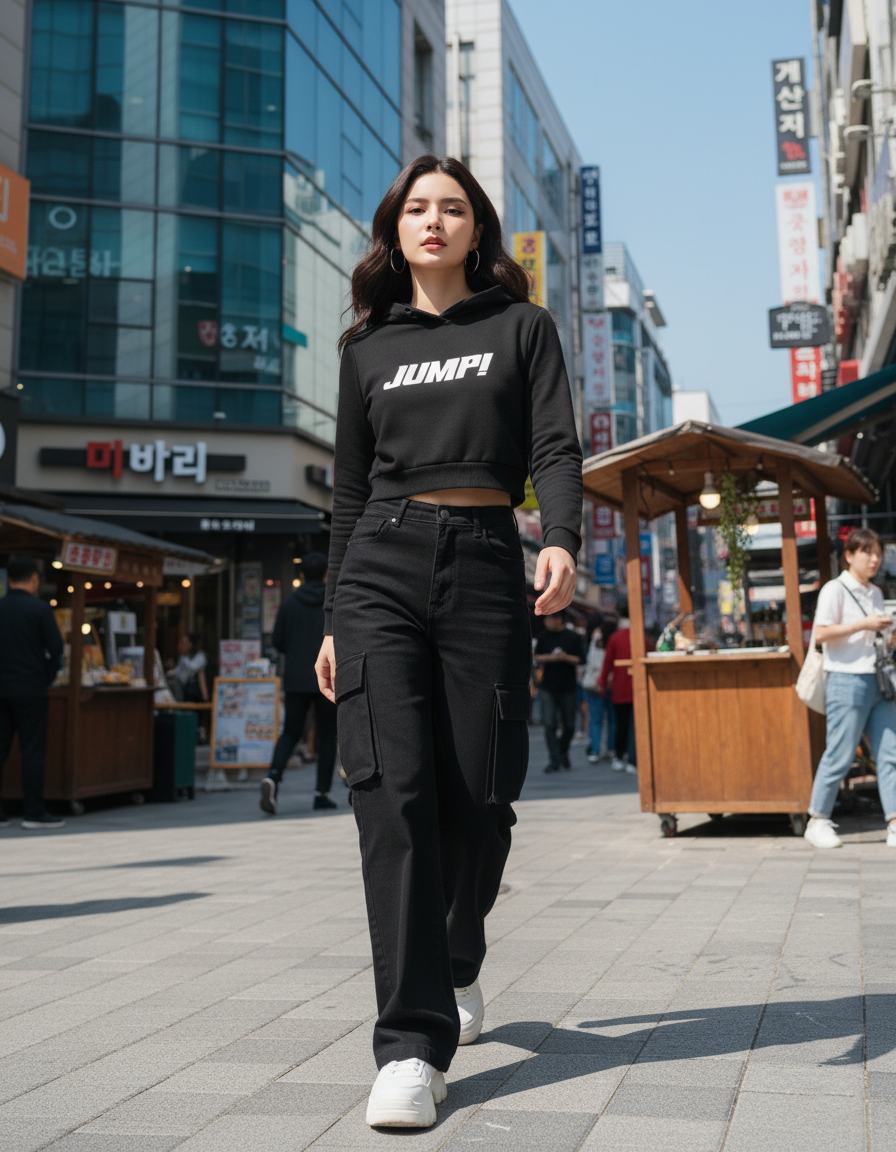 JUMP! K-Pop Inspired Crop Hoodie