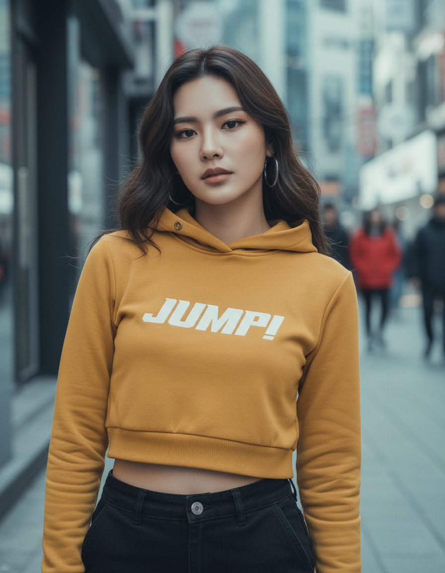 JUMP! K-Pop Inspired Crop Hoodie