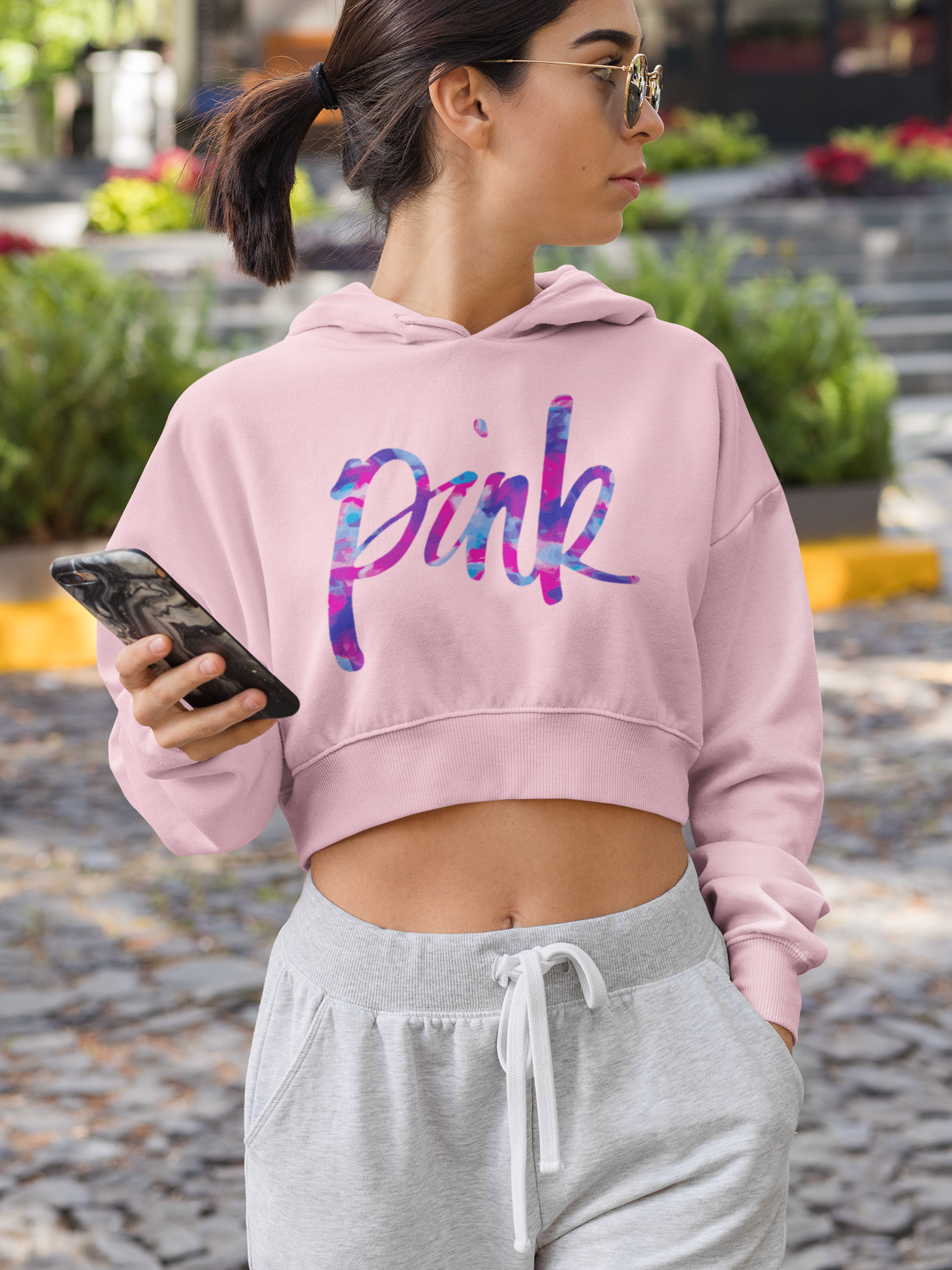 Pink on Pink: The Statement Cropped Hoodie
