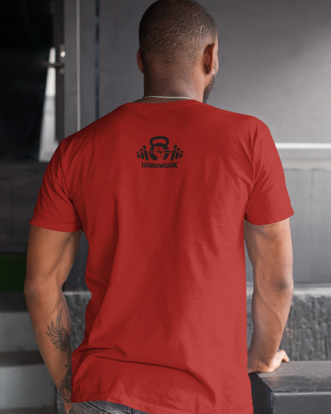 "One More Rep" Printed Round Neck Half Sleeve Red T-shirt