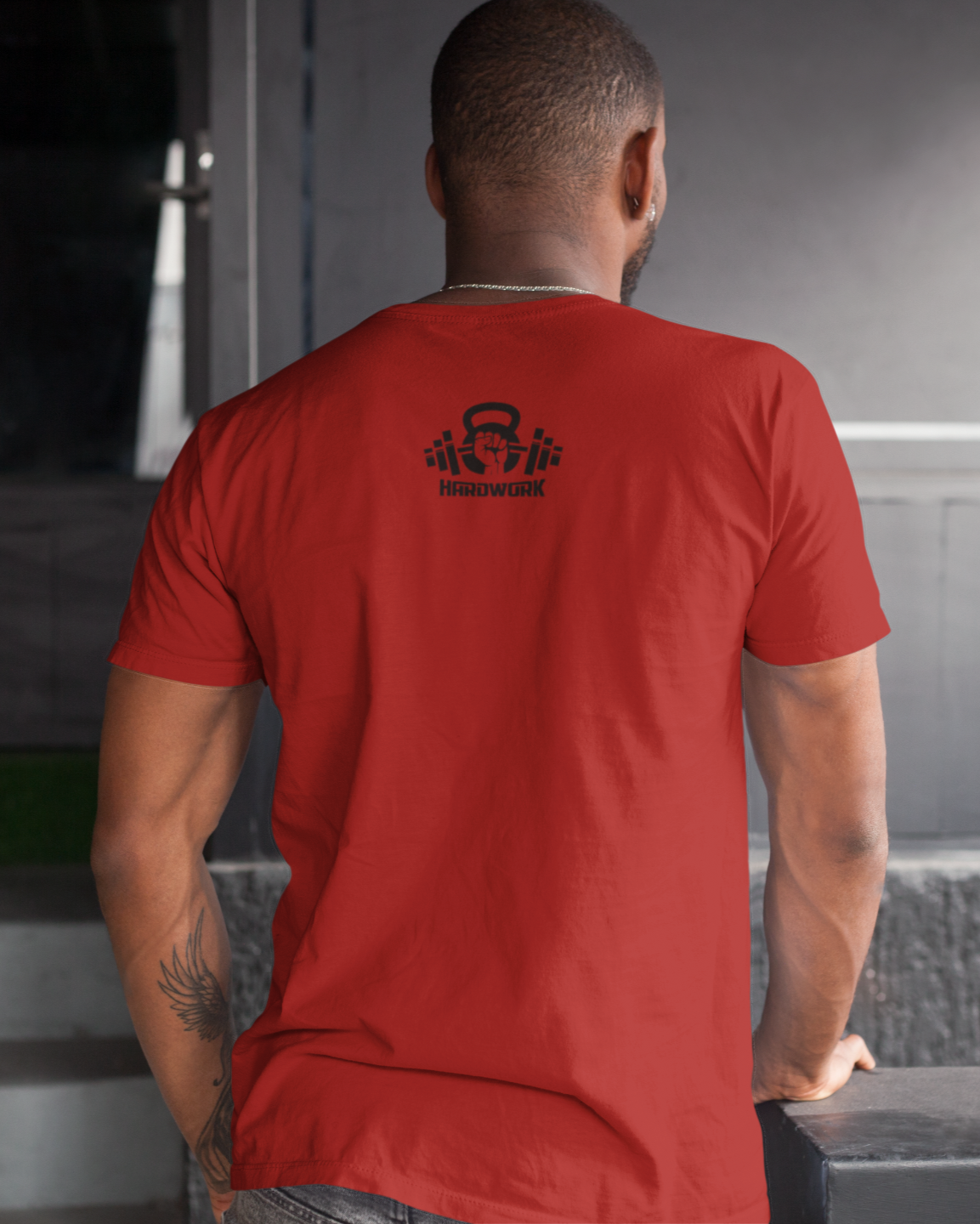 "One More Rep" Printed Round Neck Half Sleeve Red T-shirt