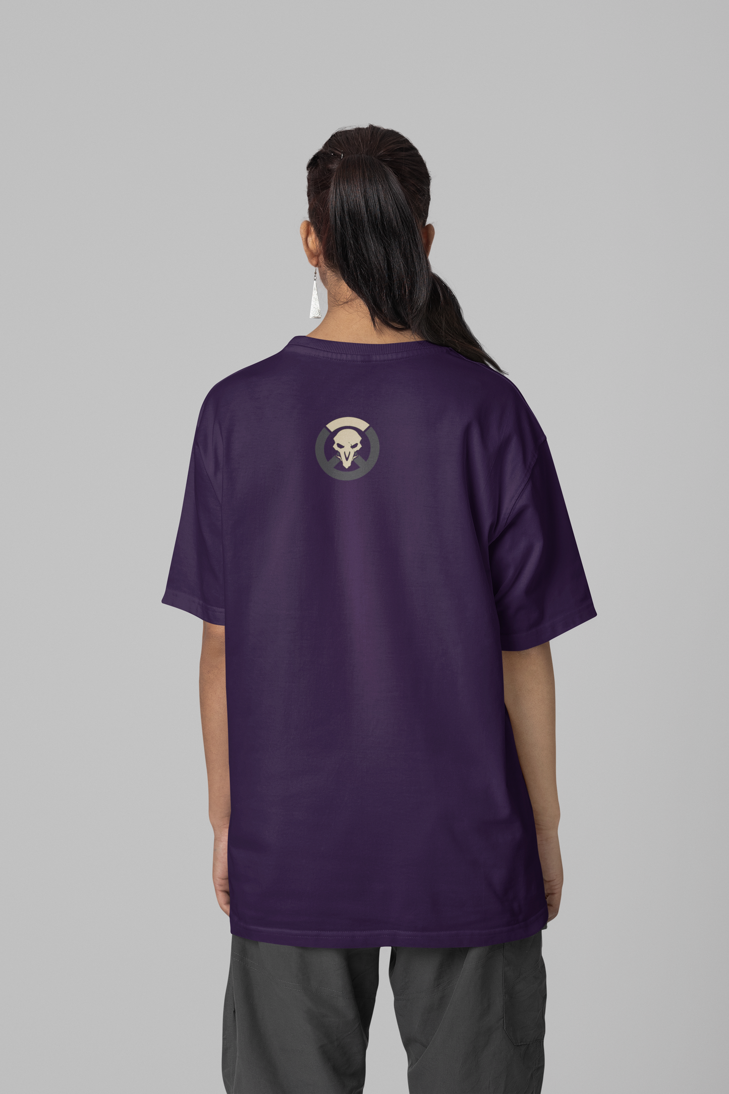 Purple Oversized Unisex T-shirt With Chibi Overwatch Reaper