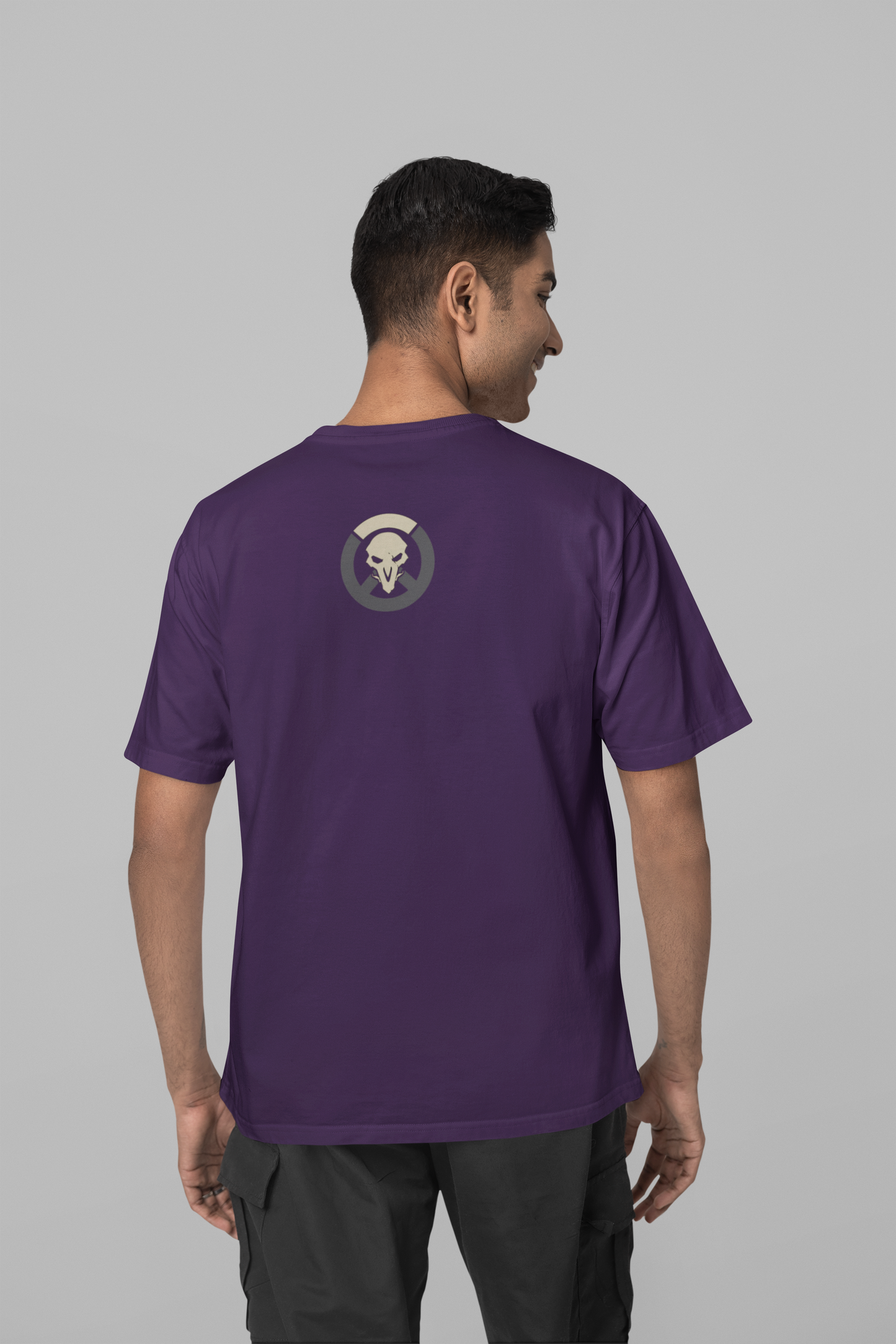 Purple Oversized Unisex T-shirt With Chibi Overwatch Reaper