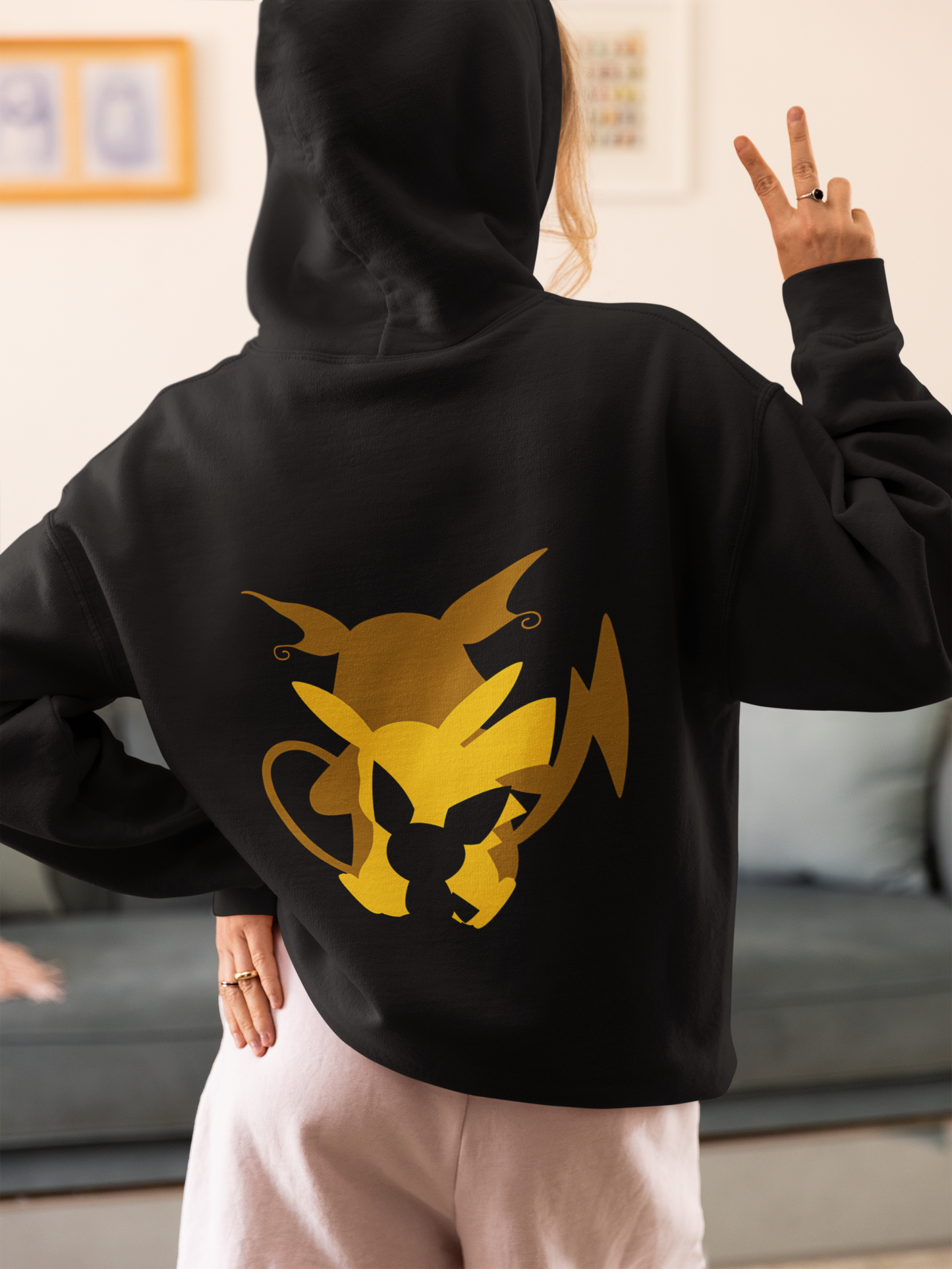 Electric Evolution: Pikachu-Inspired Black Hoodie